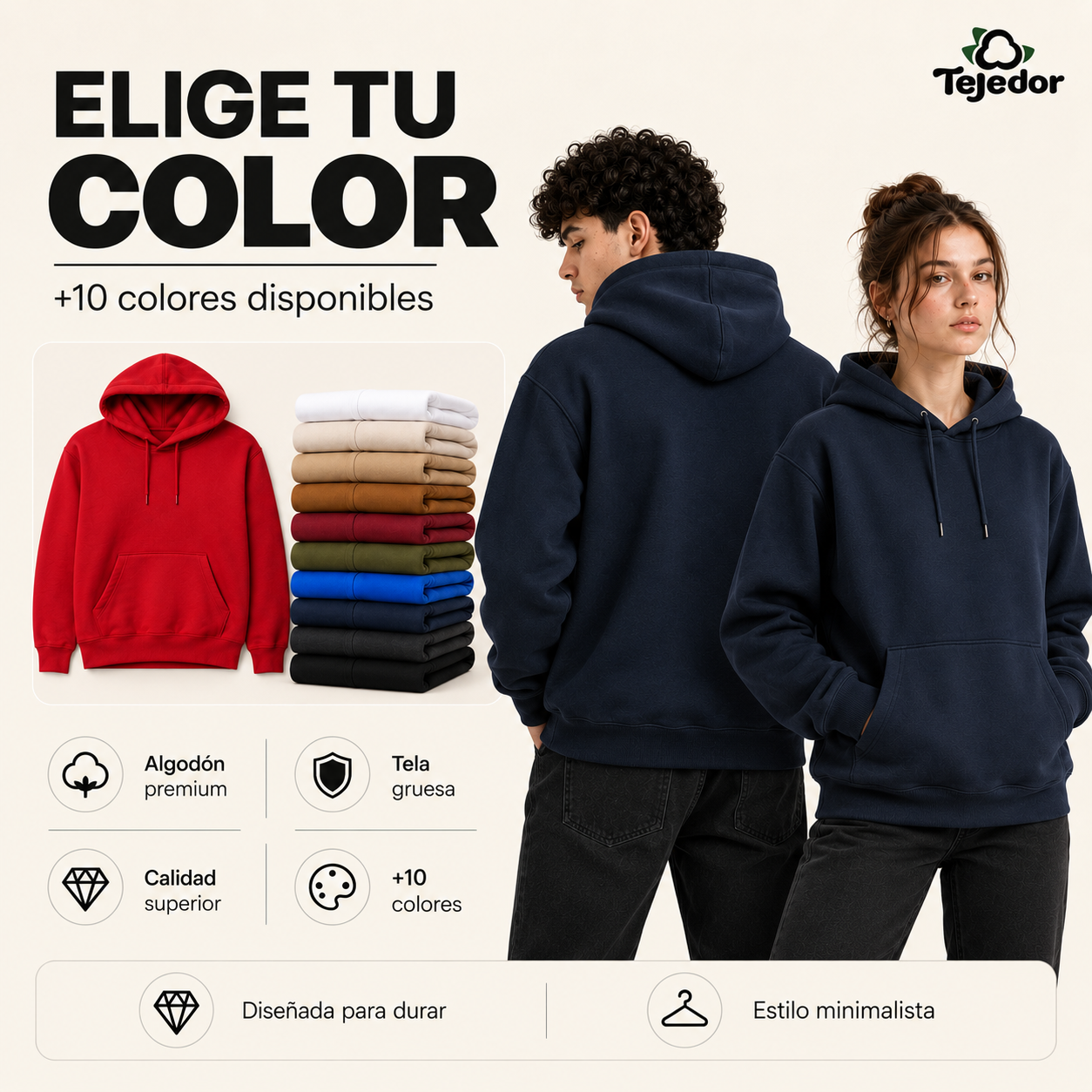 Sudaderas disponibles en distintos colores